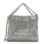 Crystal Embellished Metallic Lambskin Mini Chanel 22 Silver