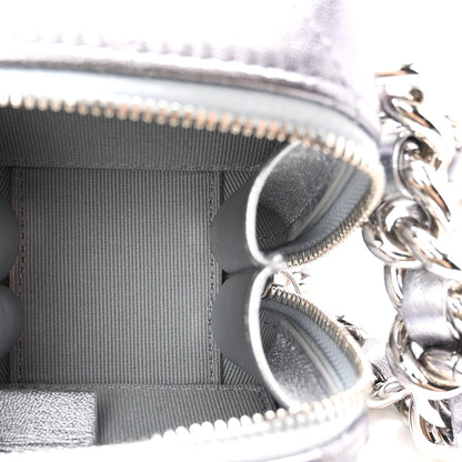 Gradient Metallic Lambskin Quilted Coco Punk Cube Clutch With Chain Silver Black