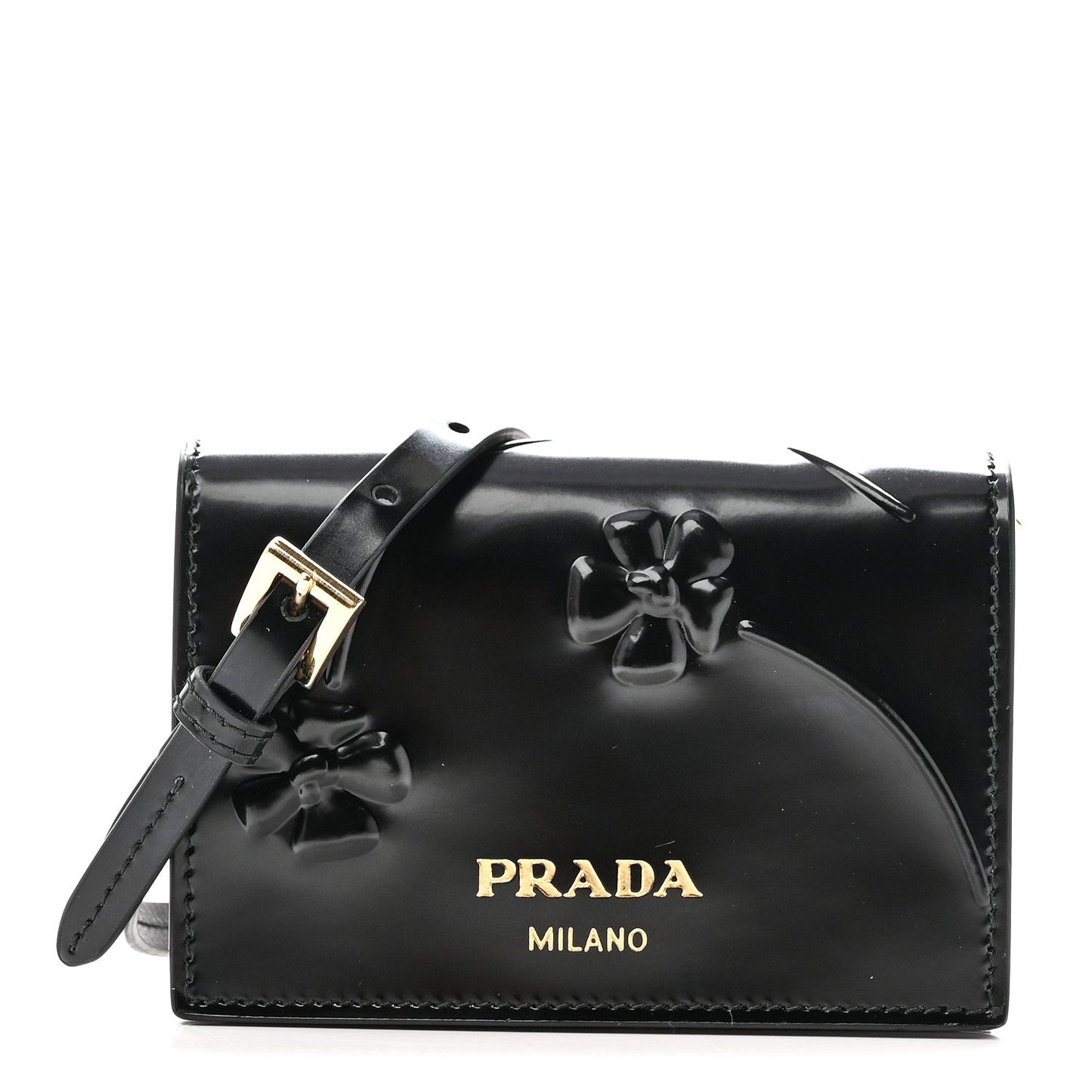 Spazzolato Fior Card Holder With Strap Black