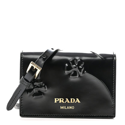Spazzolato Fior Card Holder With Strap Black