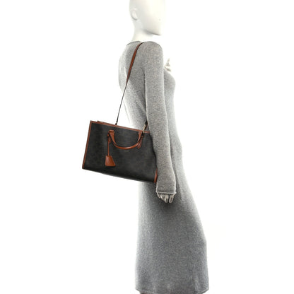 Triomphe Canvas Calfskin Mini Horizontal Cabas Tan