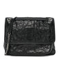 Crinkled Calfskin Matelasse Monogram Large Niki Chain Satchel Black