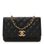 Caviar Quilted Camellia Wallet On Chain WOC Black