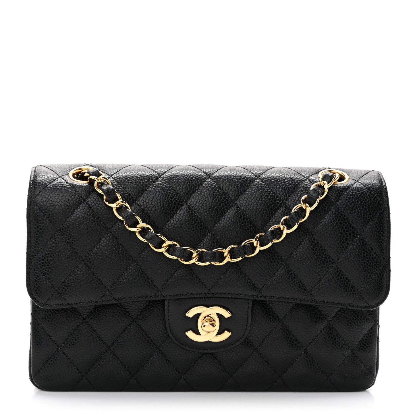 Caviar Quilted Small Double Flap Black