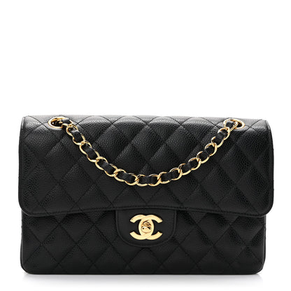 Caviar Quilted Small Double Flap Black