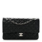 Lambskin Quilted Medium Double Flap Black