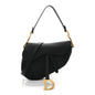 Grained Calfskin Saddle Bag With Strap Black