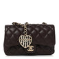 Lambskin Quilted Mini Double Flap With Hook Dark Brown