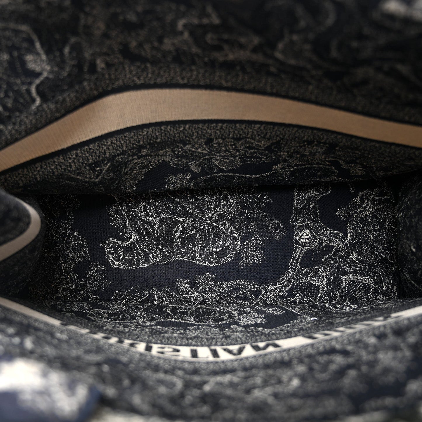 Canvas Embroidered Large Toile De Jouy Reverse Book Tote Blue