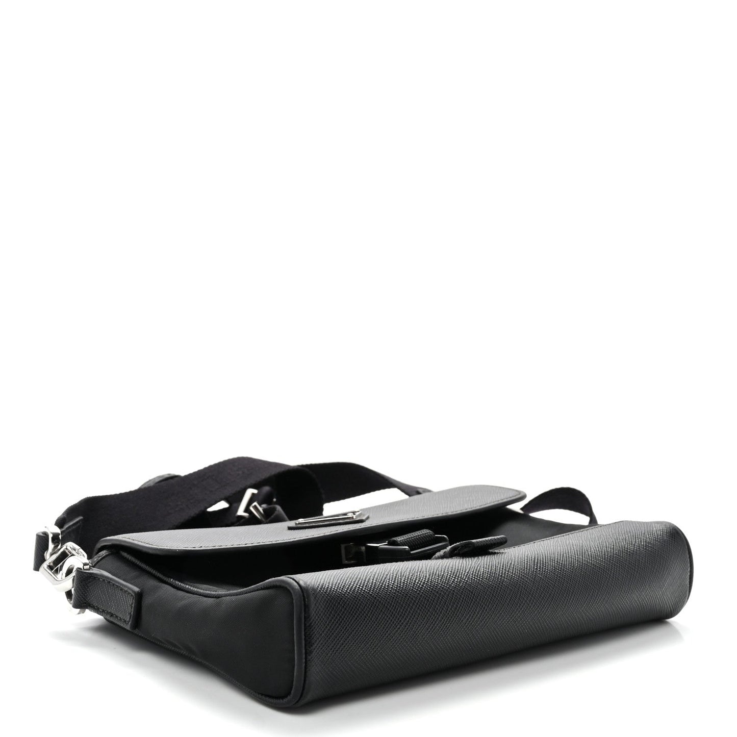 Re-Nylon Saffiano Triangle Shoulder Bag Black