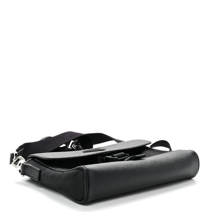 Re-Nylon Saffiano Triangle Shoulder Bag Black