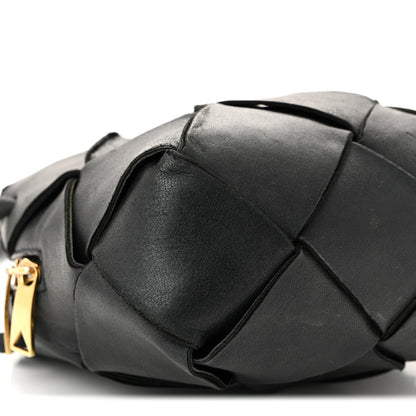 Lambskin Maxi Intrecciato Mini Cassette Camera Bag Black