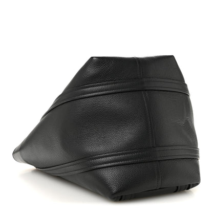 Grained Calfskin Small Everyday North South Shoulder Tote Bag Black