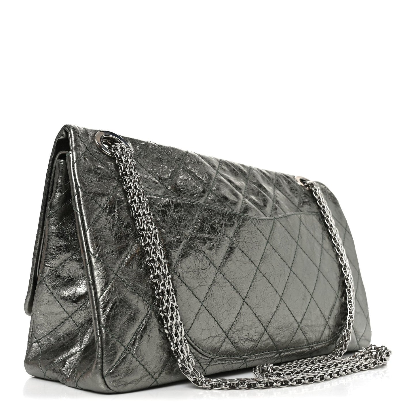 Metallic Aged Calfskin Quilted 2.55 Reissue 227 Flap Vert Fonce