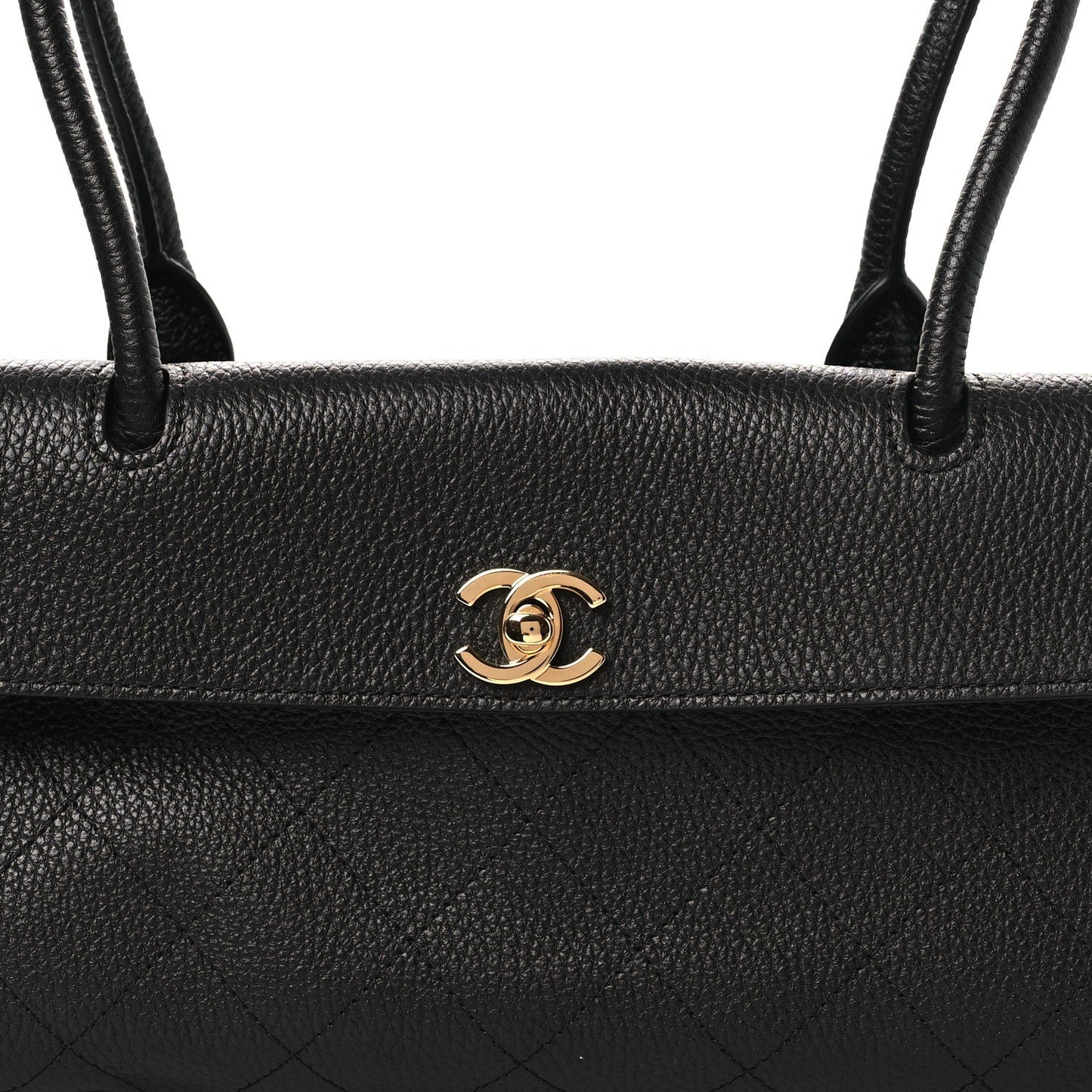 Grained Calfskin Stitched Urban Essentials Small Shopping Bag Black