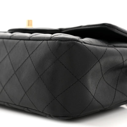 Lambskin Quilted Mini Rectangular Flap Black