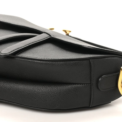 Grained Calfskin Saddle Bag Black