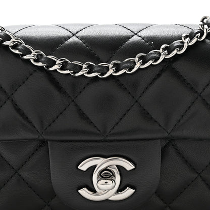 Lambskin Quilted Extra Mini Rectangular Flap Black