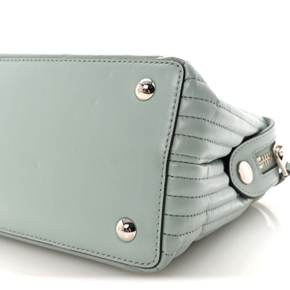 Shiny Nappa Trapuntata Small DotCom Click Top Handle Chain Satchel Light Blue
