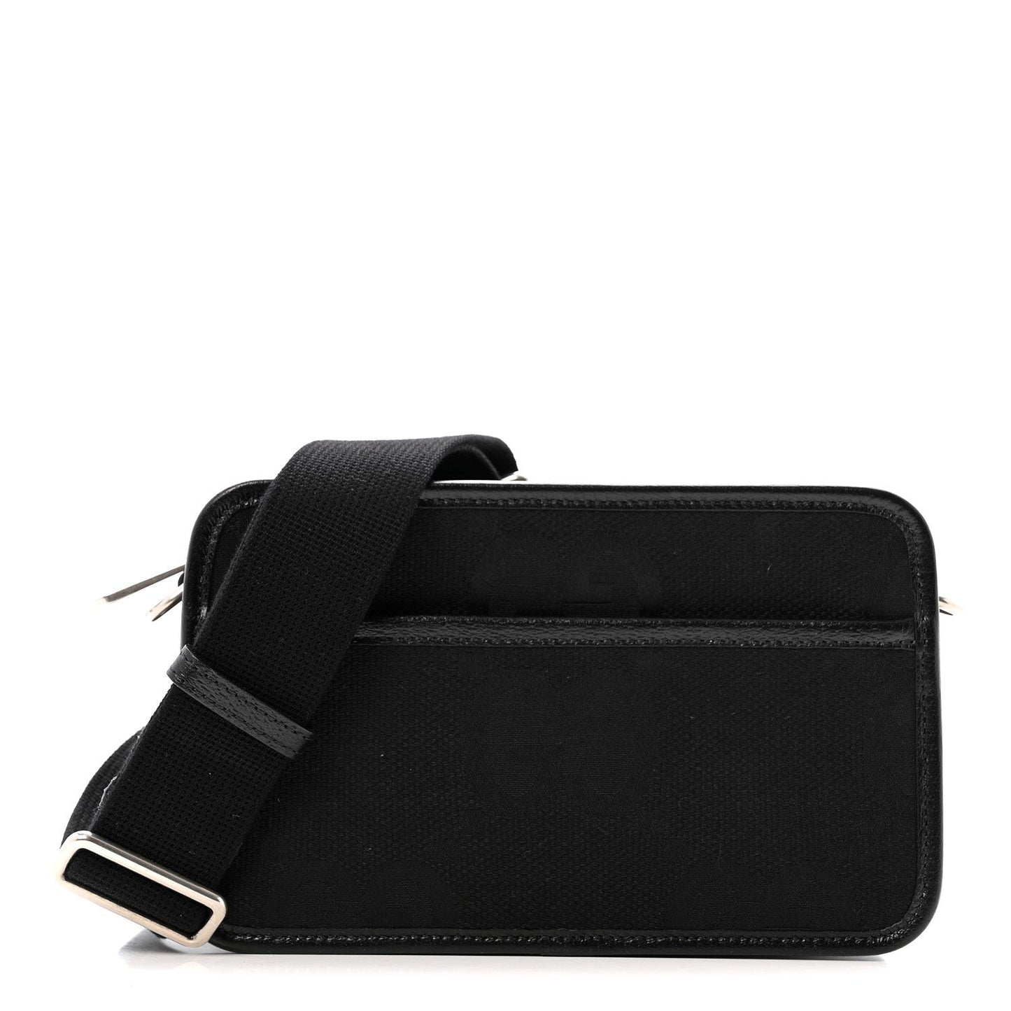 Monogram Jumbo GG Textured Dollar Calfskin Web Mini Crossbody Bag Black
