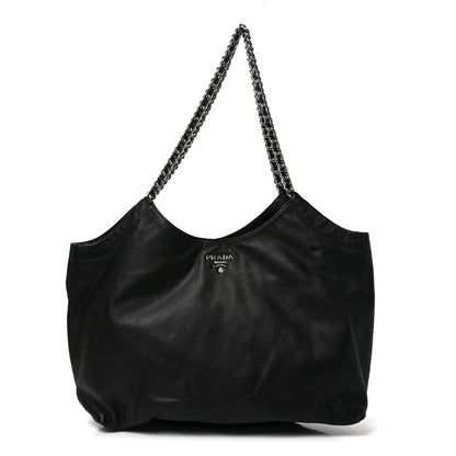 Soft Calf Chain Tote Black