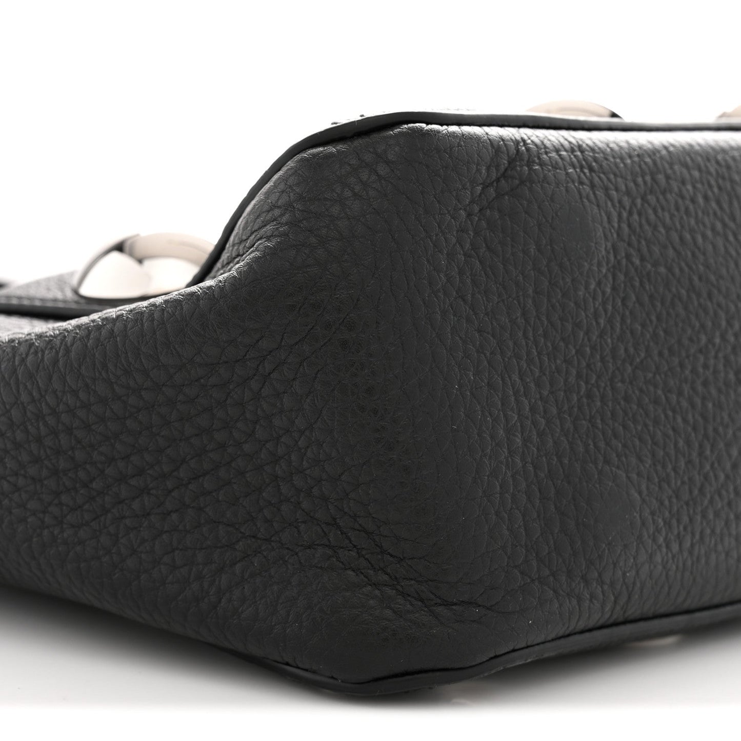 Grainy Calfskin Studded Small Nellcote Shopping Tote Black