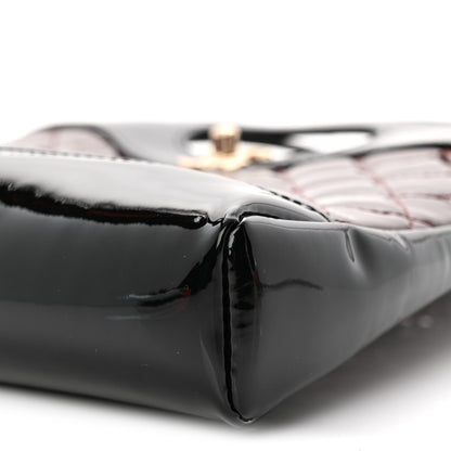 Patent Calfskin Quilted Mini 31 Shopping Bag Burgundy Black