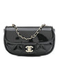 Patent Calfskin Quilted Mini Clutch Black
