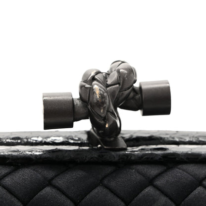 Satin Ayers Intreccio Impero Stretch Knot Clutch Black