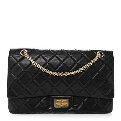 Aged Calfskin Quilted 2.55 Reissue 227 Flap Black