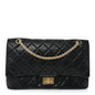 Aged Calfskin Quilted 2.55 Reissue 227 Flap Black