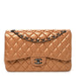 Metallic Caviar Quilted Jumbo Double Flap Copper