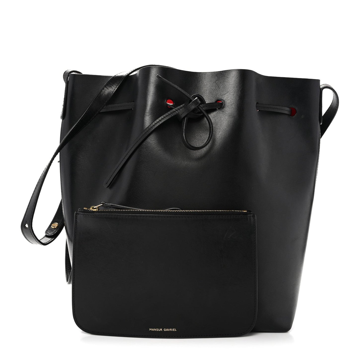 Vegetable Tanned Calfskin Bucket Bag Black Flamma