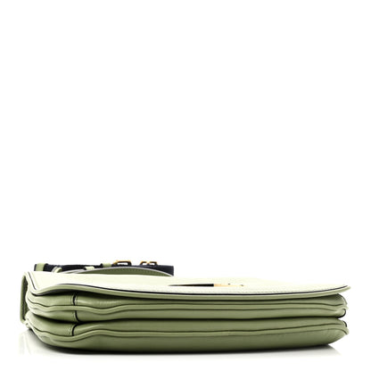 Roxy Calfskin Web Medium Blondie Top Handle Shoulder Flap Bag Salamander Green
