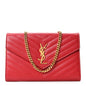 Grain De Poudre Matelasse Chevron Monogram Chain Wallet Rouge Eros