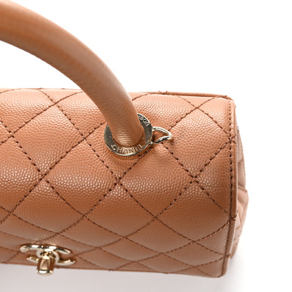 Caviar Quilted Mini Coco Handle Flap Brown