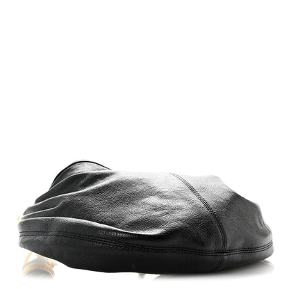 Grained Calfskin Small Bracelet Hobo Bag Black