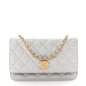 Caviar Quilted Textured CC Wallet on Chain WOC Grey