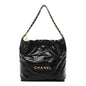 Shiny Calfskin Quilted Small Chanel 22 Black