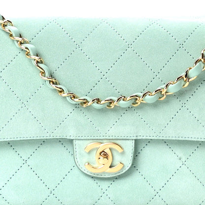 Suede Calfskin Small Souplissimo Maxi Flap Green