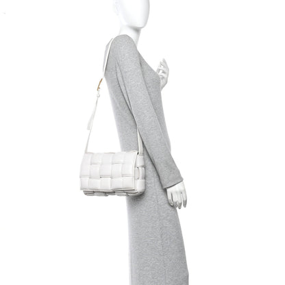 Nappa Maxi Intreccio Padded Cassette Crossbody Bag Chalk
