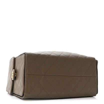 Caviar Quilted Medium Chanel 25 Handbag Dark Khaki