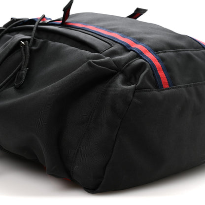 Techno Canvas Web Double Buckle Backpack Black
