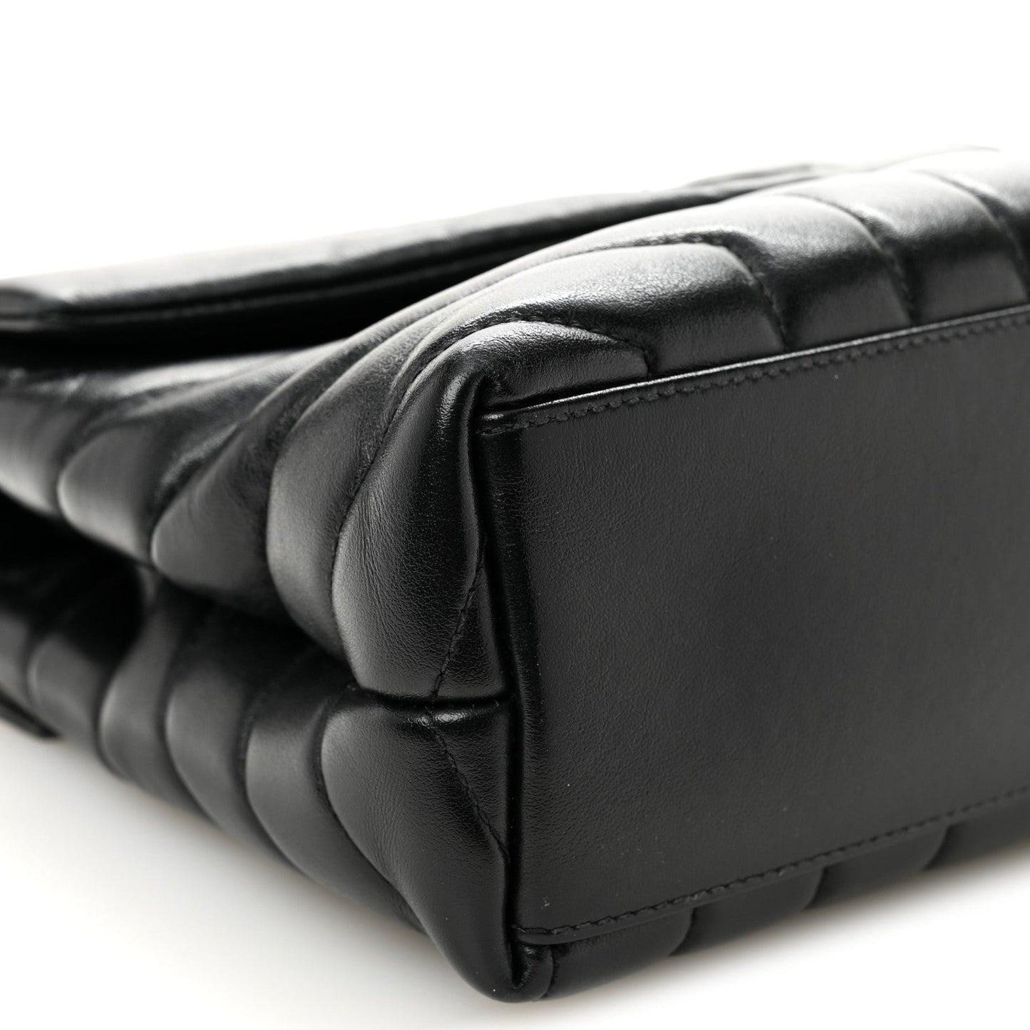 Calfskin Y Quilted Monogram Monochrome Small Loulou Chain Satchel Black