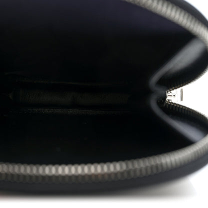 Spazzolato Round Chain Coin Crossbody Pouch  Black