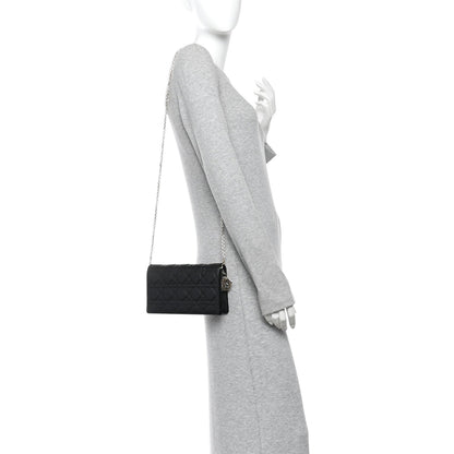 Lambskin Cannage Lady Dior Pouch Black