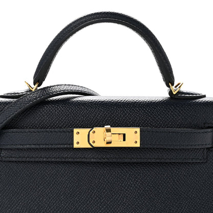 Epsom Mini Kelly Sellier 20 Bleu Indigo