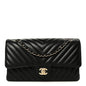 Lambskin Chevron Quilted Medium Double Flap Black