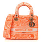 Canvas Toile De Jouy Reverse Embroidered Medium Lady D-Lite Fluorescent Orange