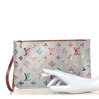 Metallic Monogram LV Garden Neverfull MM GM Pochette Silver